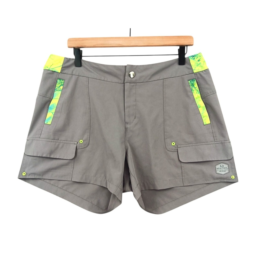 Realtree Fishing Cargo Shorts Womens XL Grey Performance Hybrid Snap Zip 33"x4"